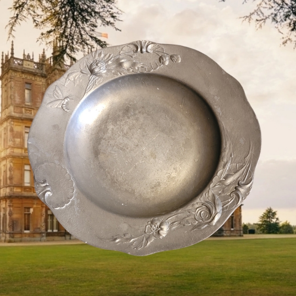 Turn of the Century Art Nouveau Pewter Plate